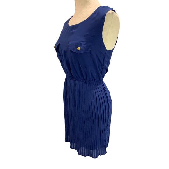 Small Be Bop Blue Dress Pullover Sleeveless Pleated Skirt Sheer Junior - Picture 3 of 9